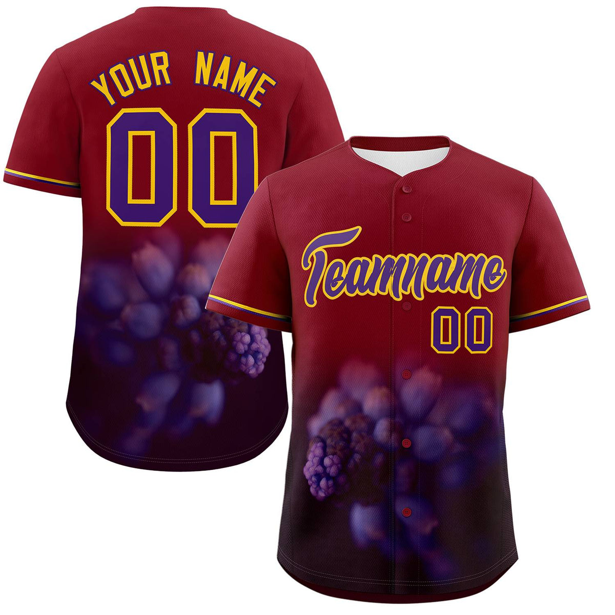 Custom Crimson Personalized 3D Flower Design Authentic Baseball Jersey | KXKSHOP