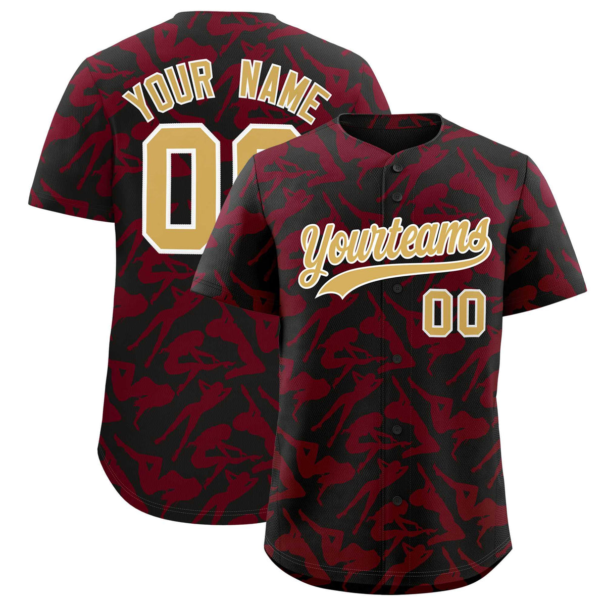 Custom Black Crimson Playboy Graffiti Pattern Authentic Baseball Jersey| KXKSHOP