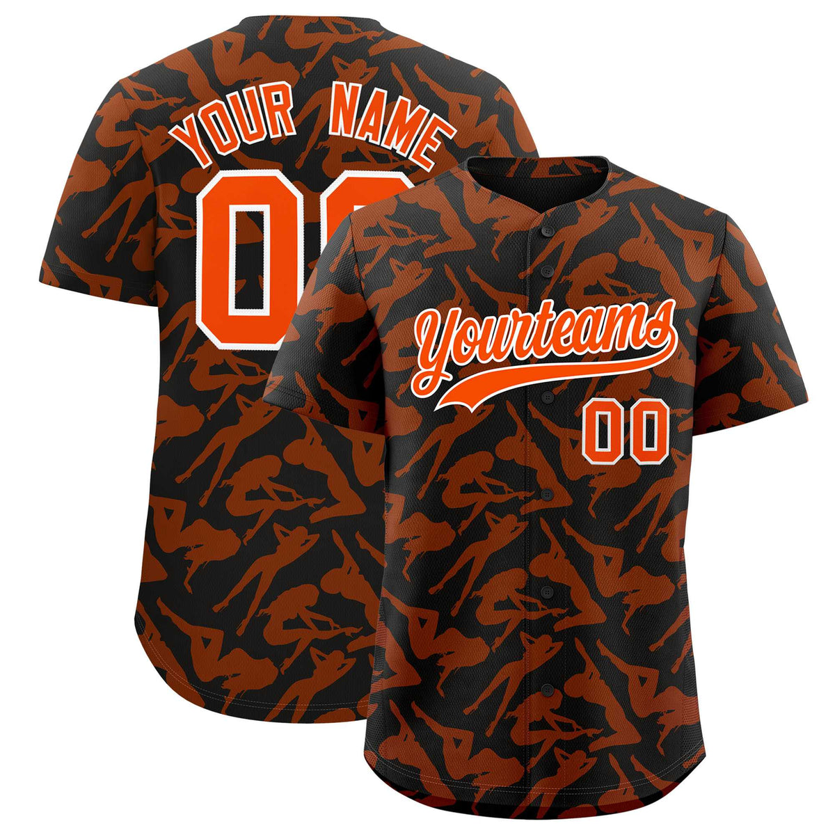 Custom Black Orange Playboy Graffiti Pattern Authentic Baseball Jersey| KXKSHOP