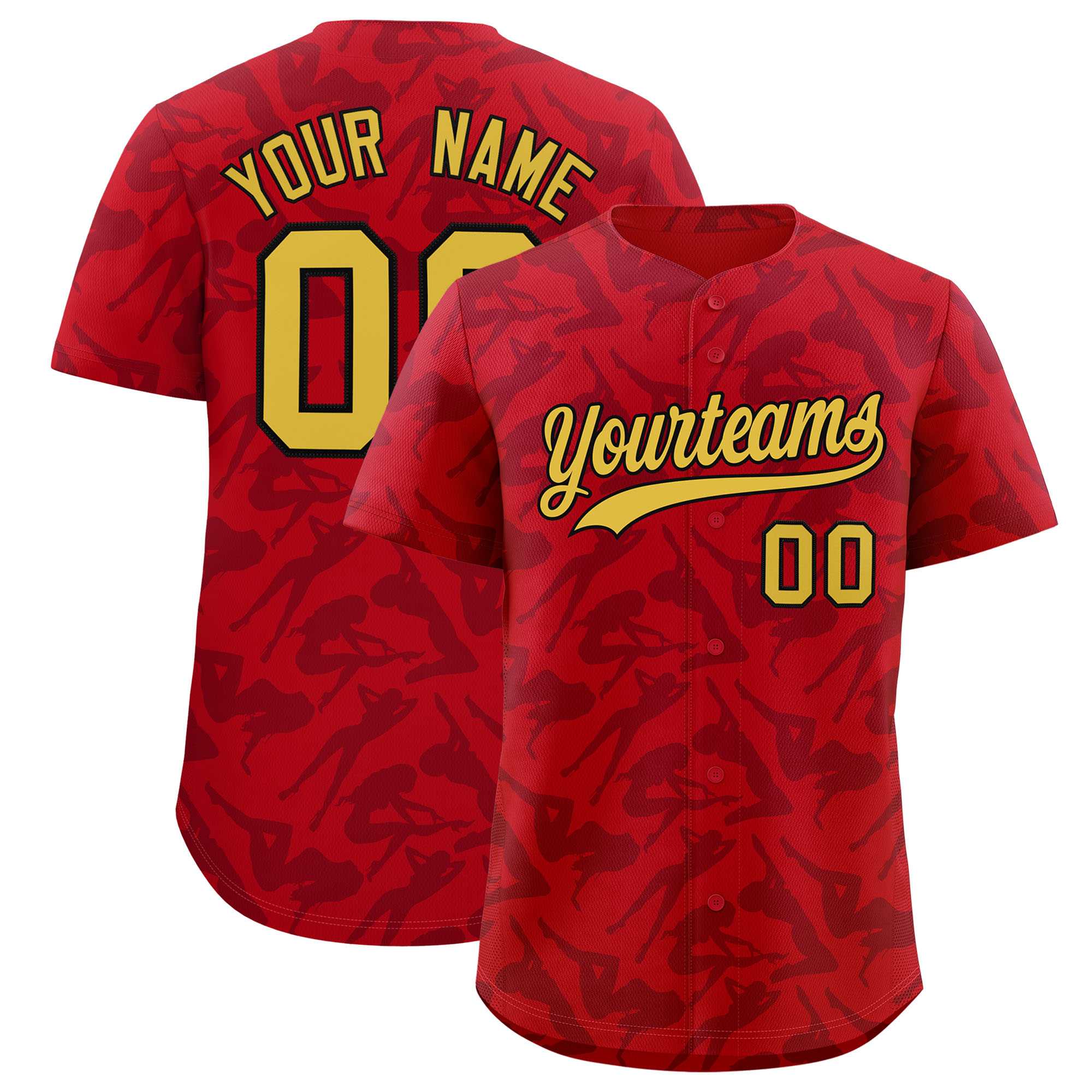 Custom Red Gray Playboy Graffiti Pattern Authentic Baseball Jersey| KXKSHOP