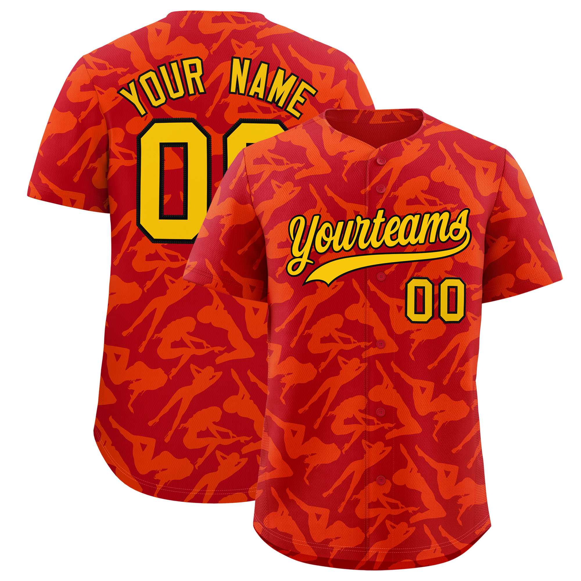 Custom Red Orange Playboy Graffiti Pattern Authentic Baseball Jersey| KXKSHOP