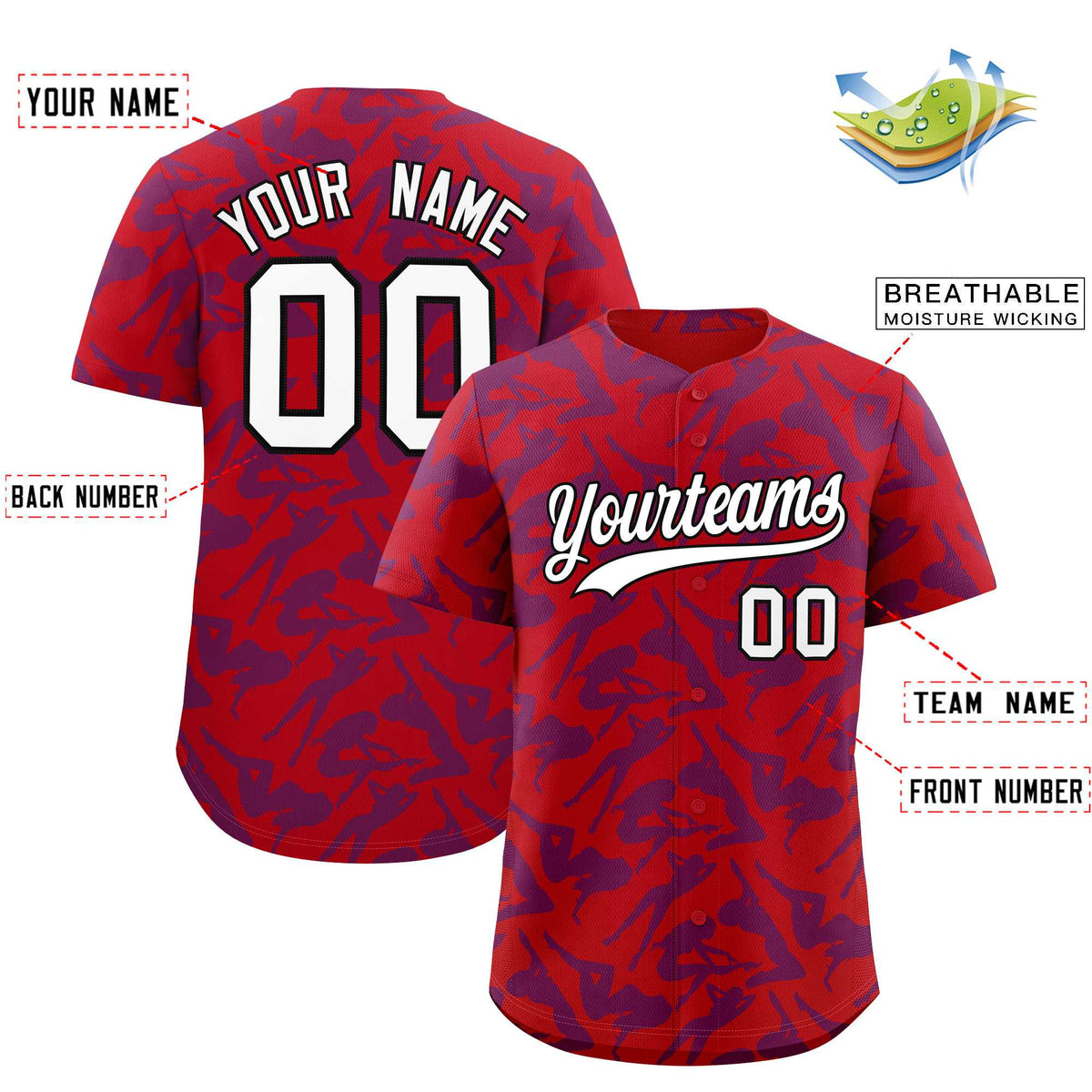 Custom Red Purple Playboy Graffiti Pattern Authentic Baseball Jersey| KXKSHOP