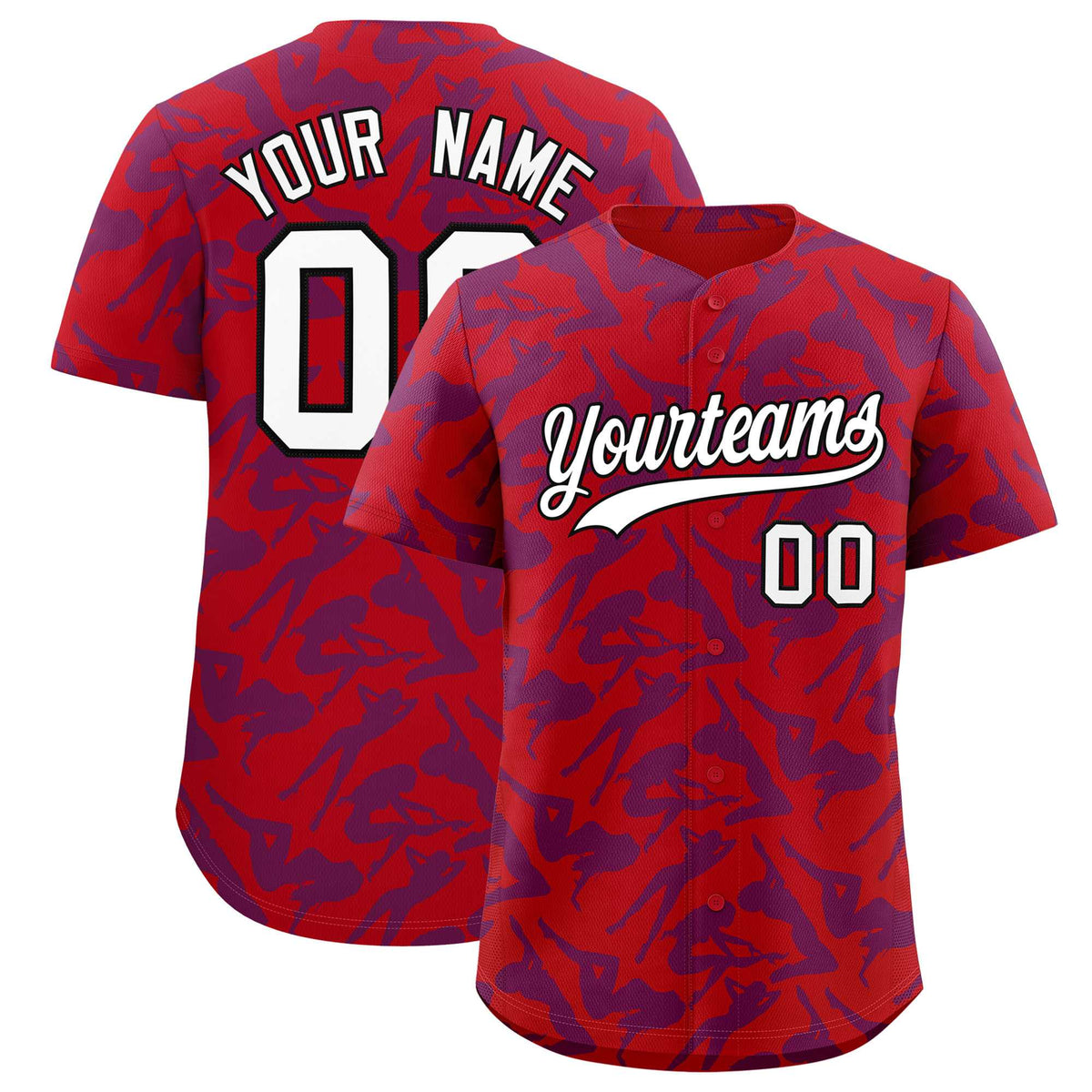Custom Red Purple Playboy Graffiti Pattern Authentic Baseball Jersey| KXKSHOP