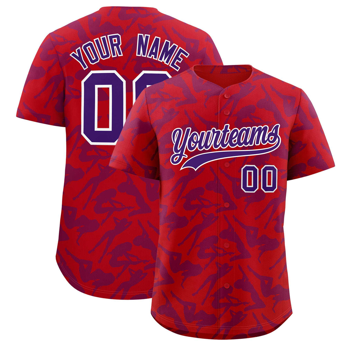 Custom Red Purple Playboy Graffiti Pattern Authentic Baseball Jersey| KXKSHOP