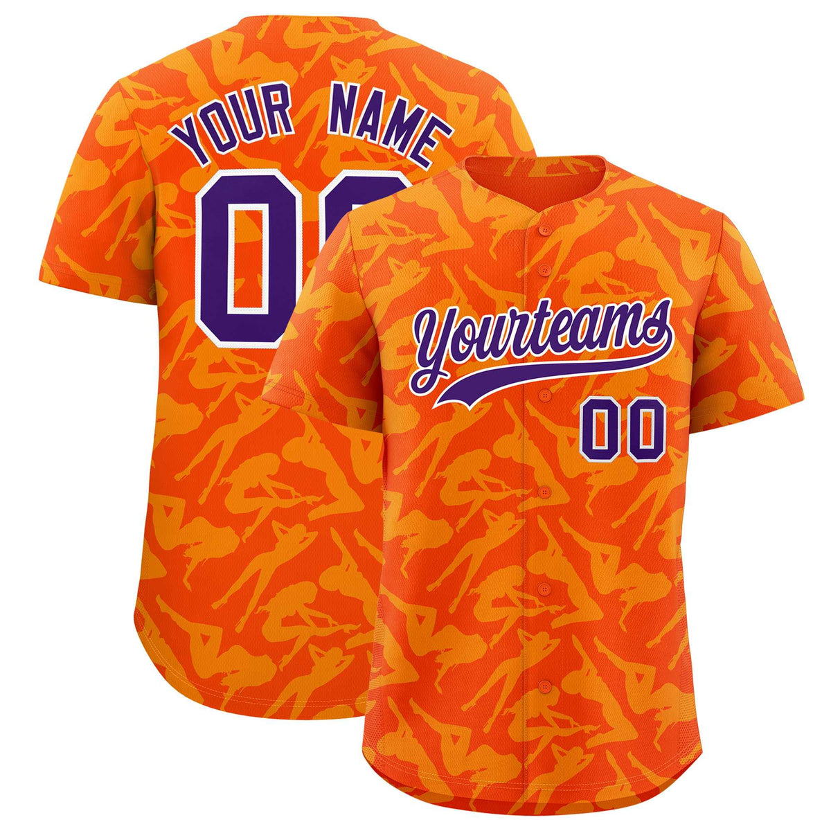 Custom Orange Gold Playboy Graffiti Pattern Authentic Baseball Jersey| KXKSHOP
