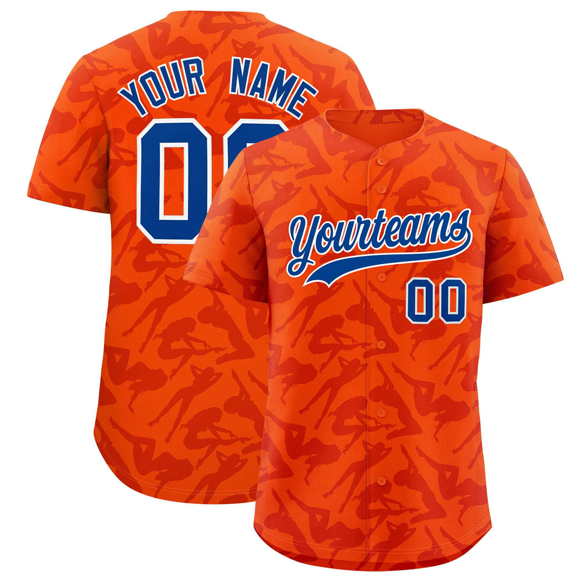 Custom Orange Red Playboy Graffiti Pattern Authentic Baseball Jersey| KXKSHOP