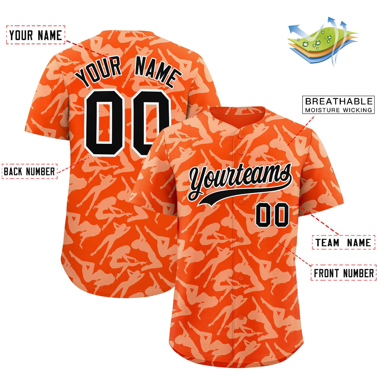 Custom Orange White Playboy Graffiti Pattern Authentic Baseball Jersey| KXKSHOP