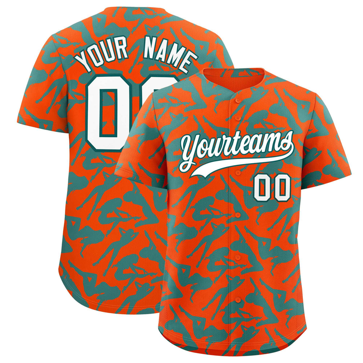 Custom Orange Aqua Playboy Graffiti Pattern Authentic Baseball Jersey| KXKSHOP