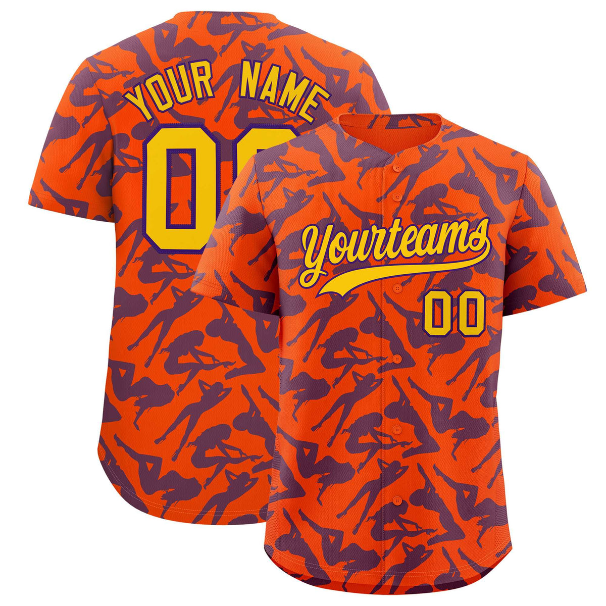 Custom Orange Purple Playboy Graffiti Pattern Authentic Baseball Jersey| KXKSHOP