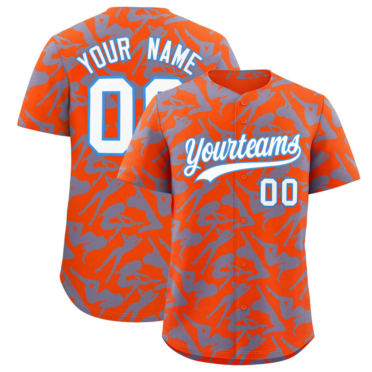 Custom Orange Light Blue Playboy Graffiti Pattern Authentic Baseball Jersey| KXKSHOP