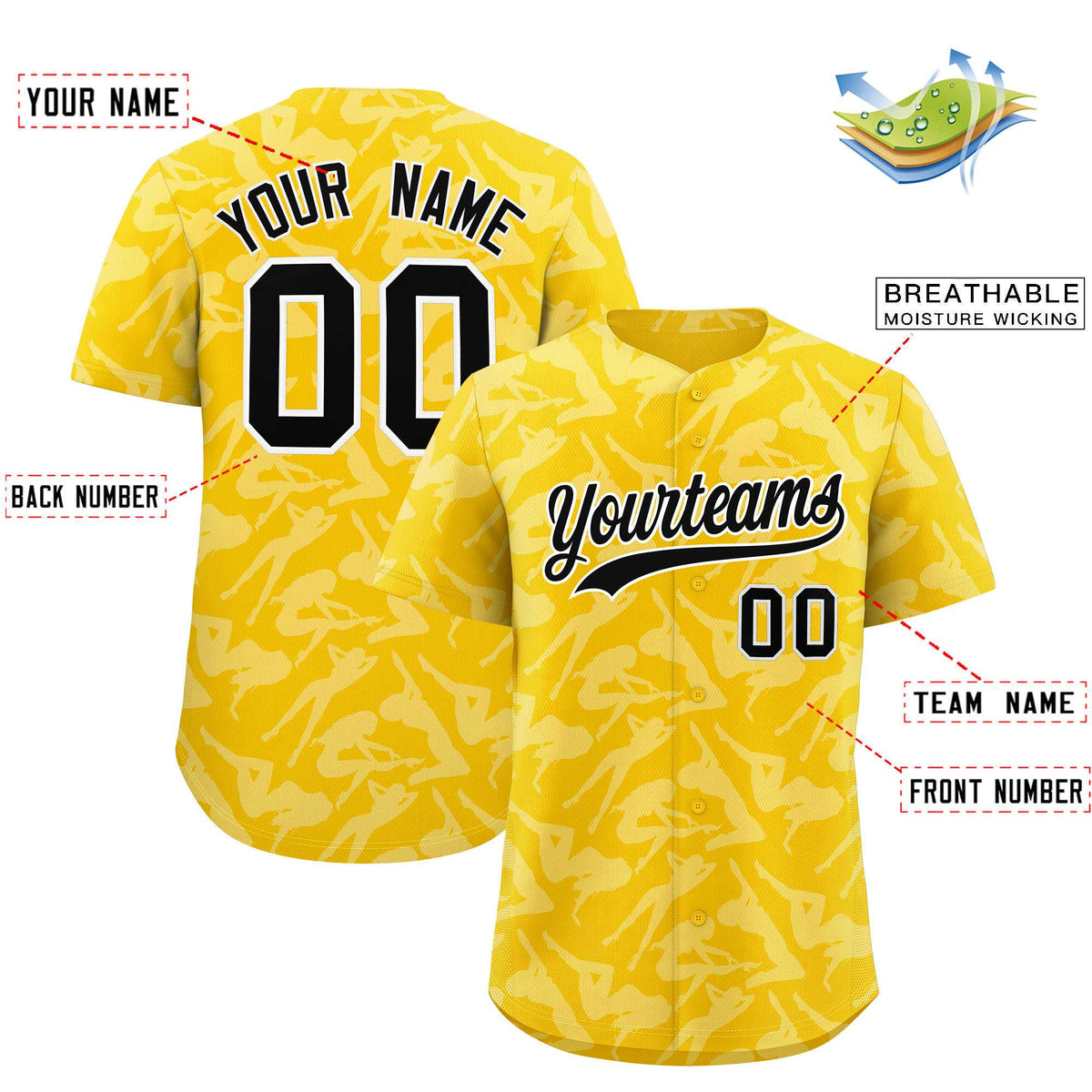 Custom Gold White Playboy Graffiti Pattern Authentic Baseball Jersey| KXKSHOP