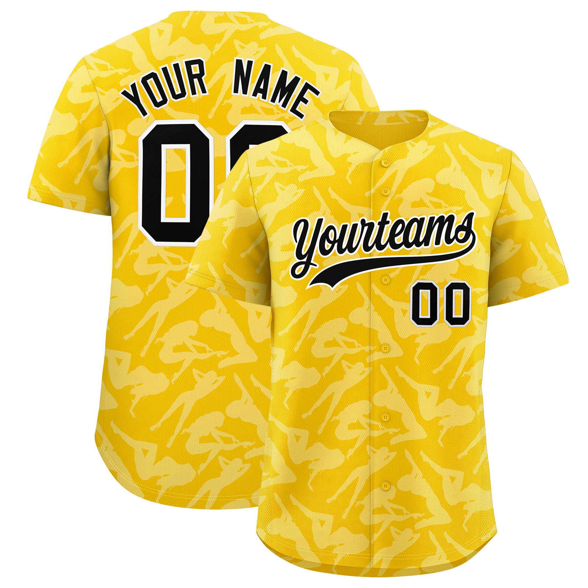 Custom Gold White Playboy Graffiti Pattern Authentic Baseball Jersey| KXKSHOP