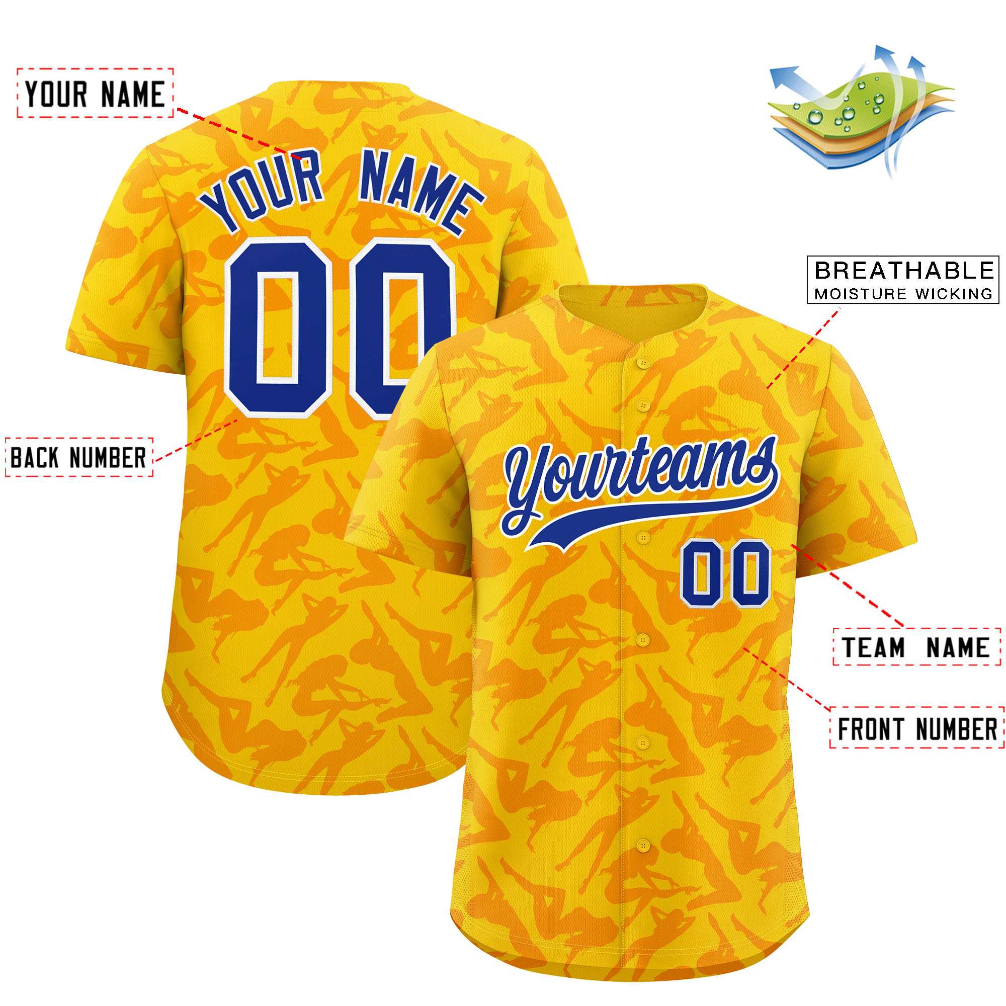 Custom Gold Orange Playboy Graffiti Pattern Authentic Baseball Jersey| KXKSHOP