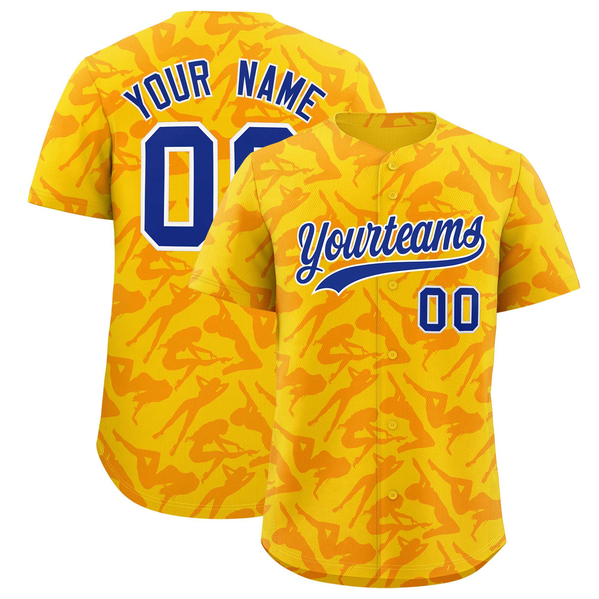 Custom Gold Orange Playboy Graffiti Pattern Authentic Baseball Jersey| KXKSHOP