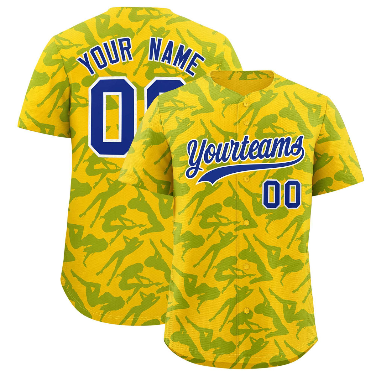 Custom Gold Royal Playboy Graffiti Pattern Authentic Baseball Jersey| KXKSHOP