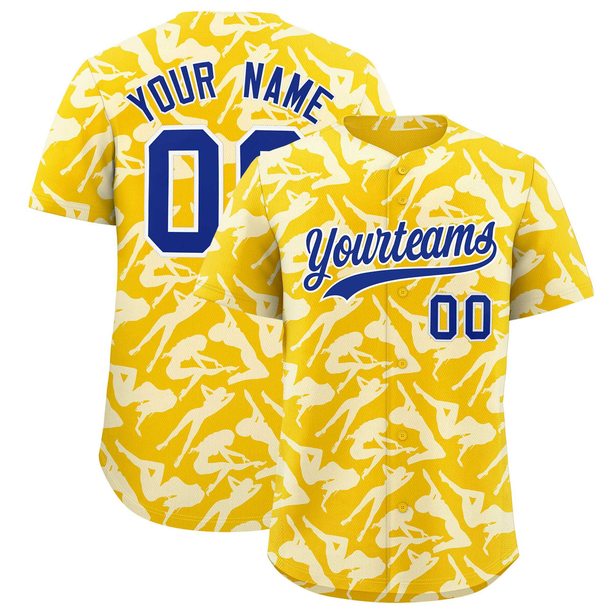 Custom Gold White Playboy Graffiti Pattern Authentic Baseball Jersey| KXKSHOP