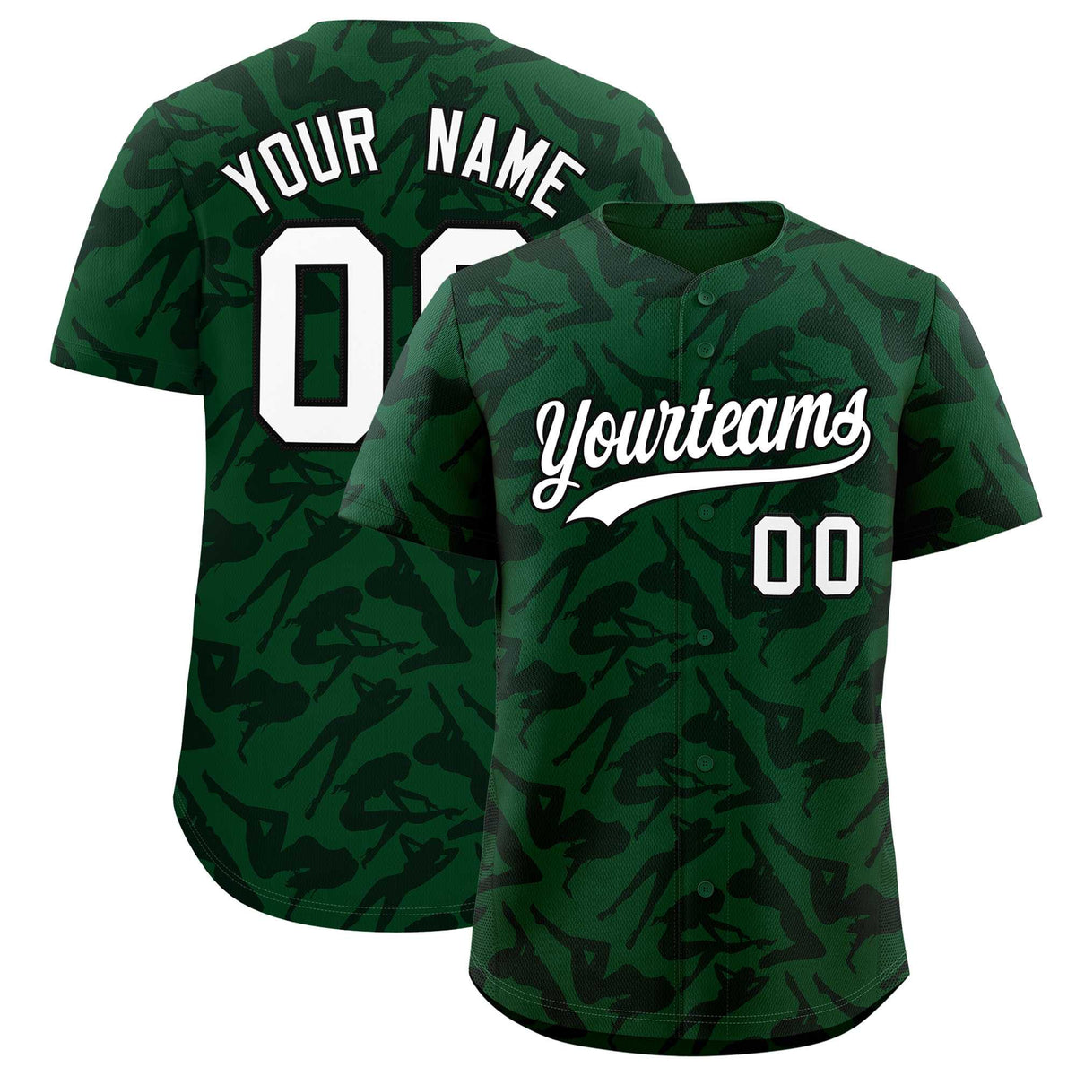 Custom Green Black Playboy Graffiti Pattern Authentic Baseball Jersey| KXKSHOP