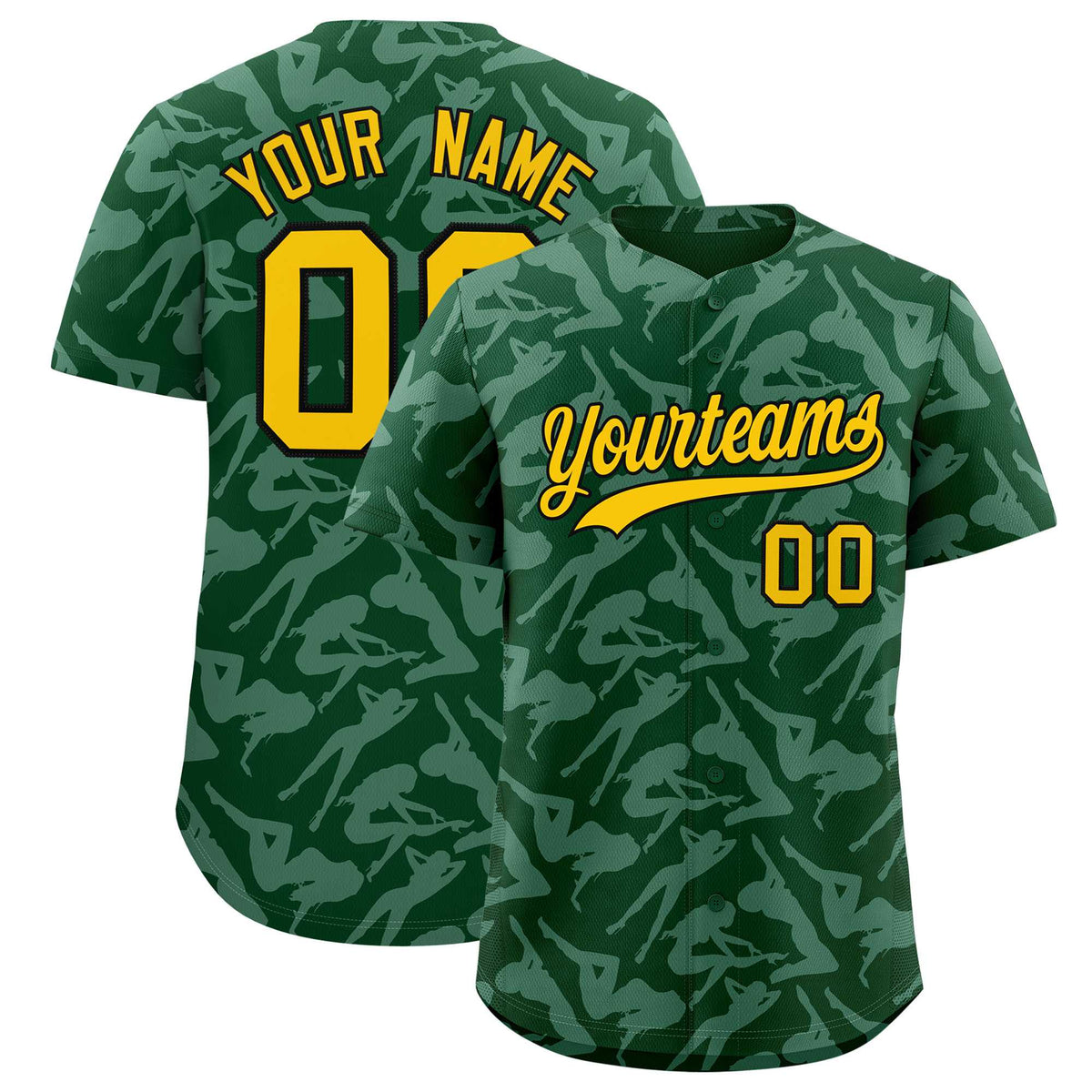 Custom Green White Playboy Graffiti Pattern Authentic Baseball Jersey| KXKSHOP