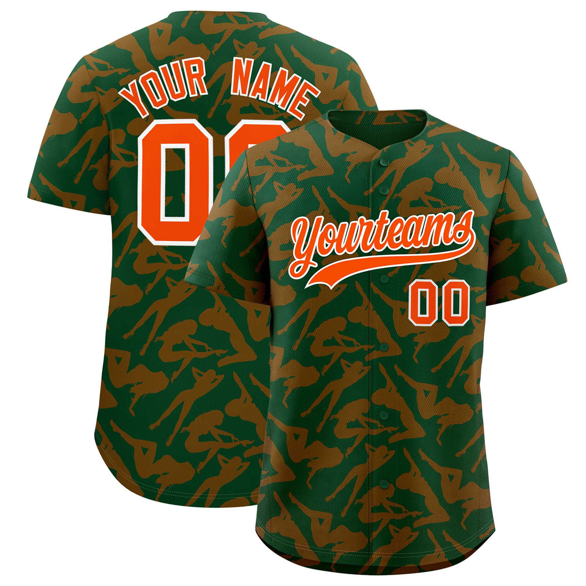 Custom Green Orange Playboy Graffiti Pattern Authentic Baseball Jersey| KXKSHOP