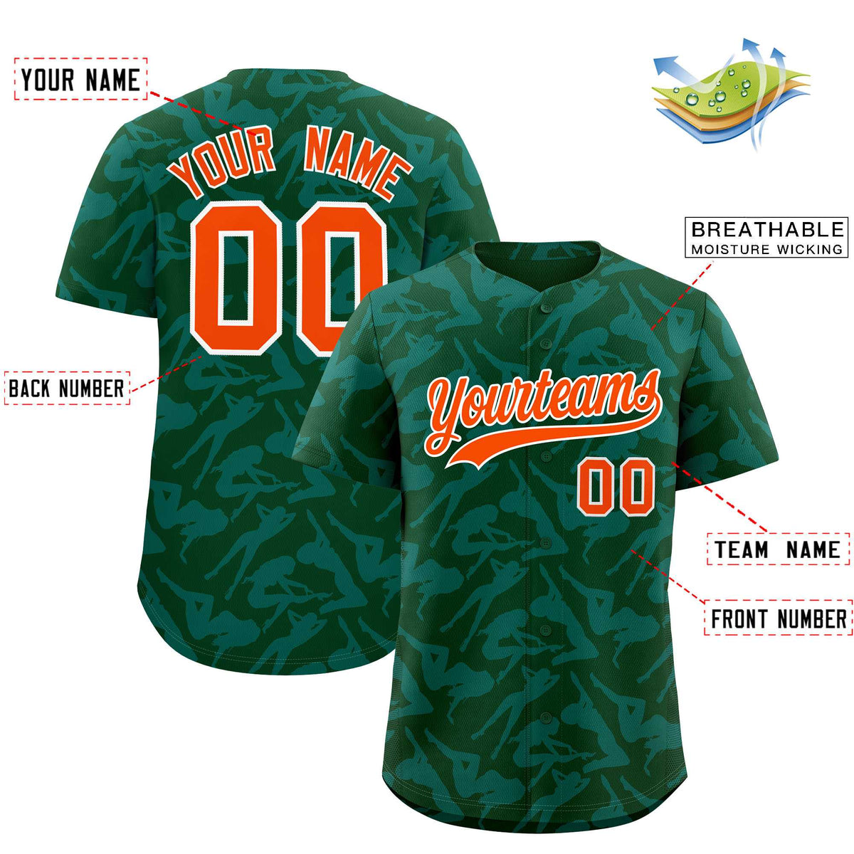 Custom Green Aqua Playboy Graffiti Pattern Authentic Baseball Jersey| KXKSHOP