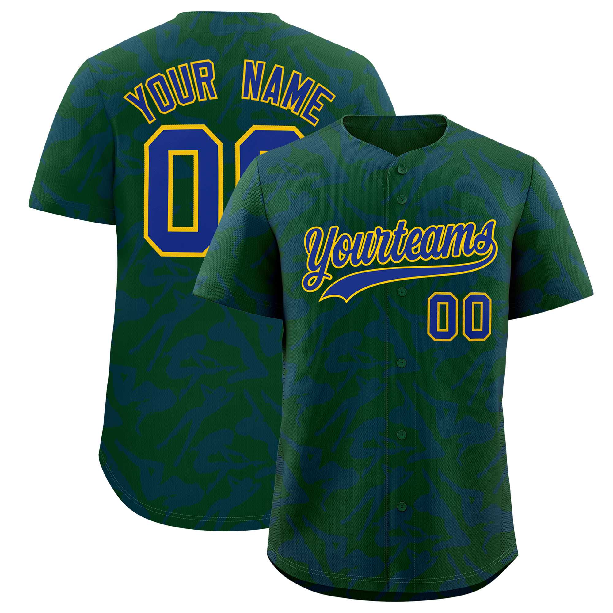Custom Green Royal Playboy Graffiti Pattern Authentic Baseball Jersey| KXKSHOP