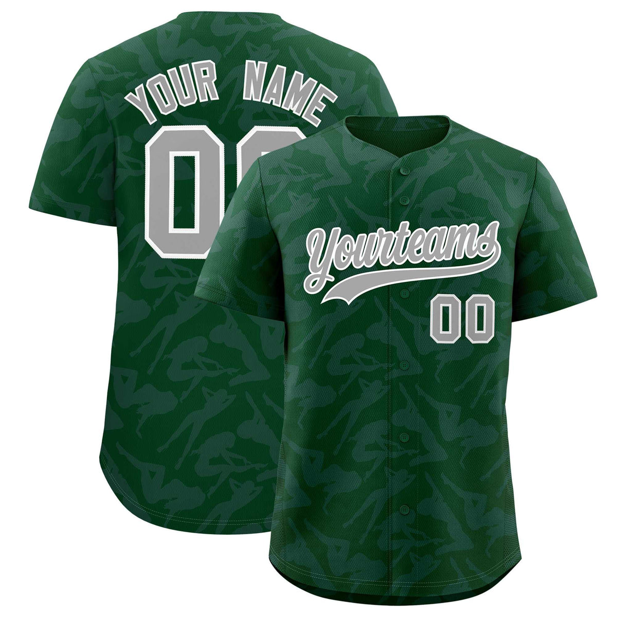 Custom Green Gray Playboy Graffiti Pattern Authentic Baseball Jersey| KXKSHOP