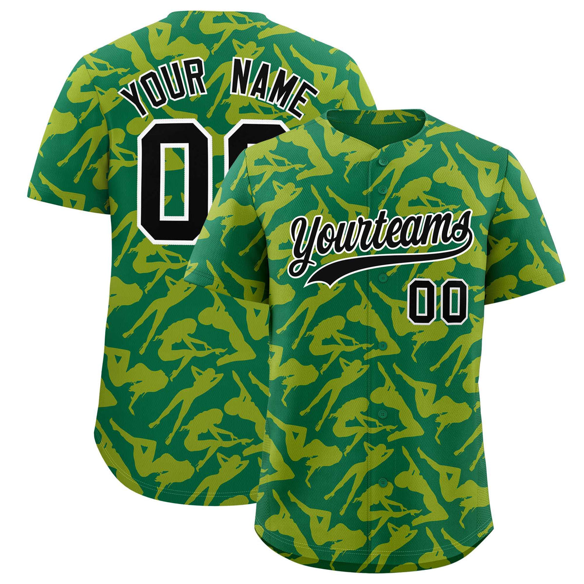 Custom Kelly Green Gold Playboy Graffiti Pattern Authentic Baseball Jersey| KXKSHOP