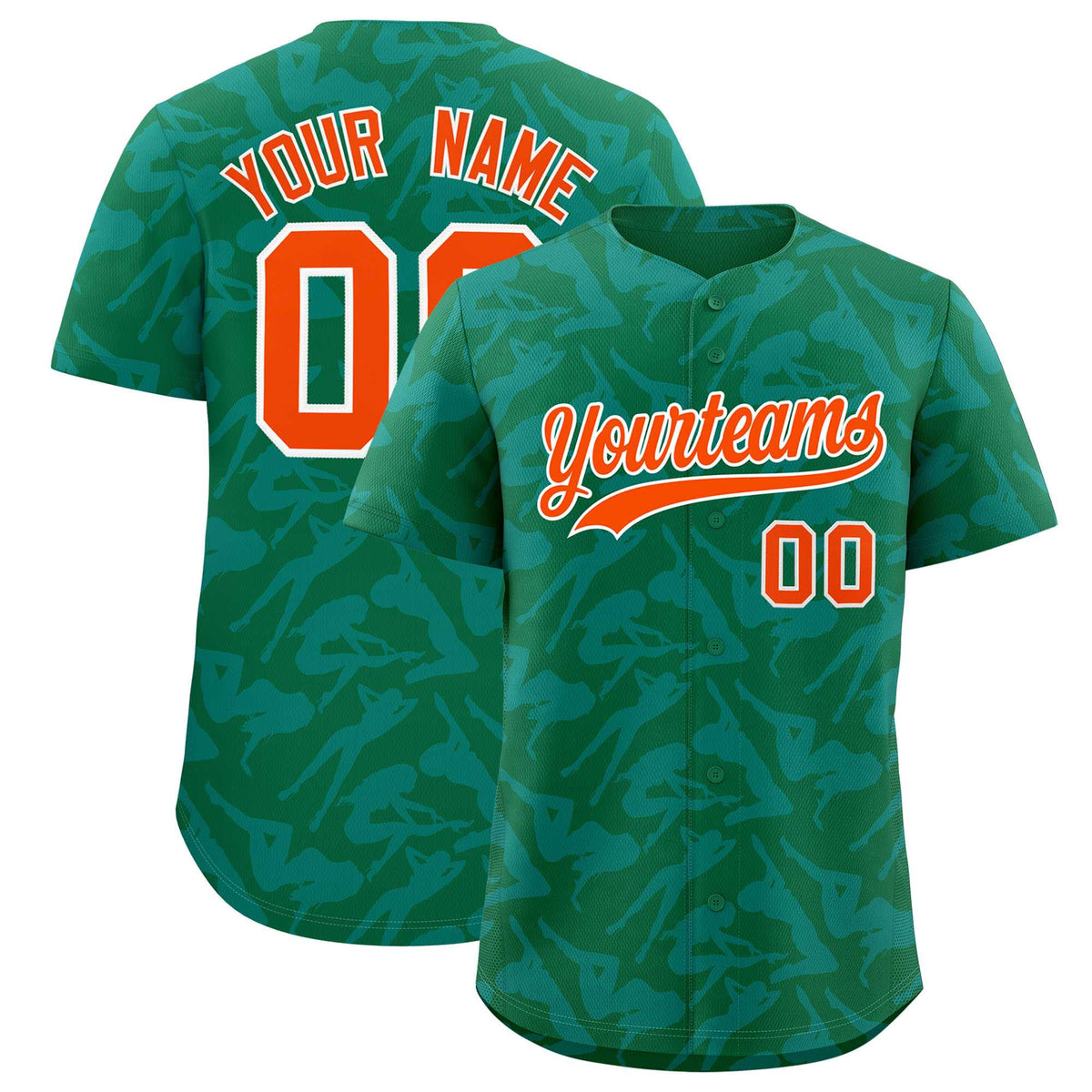Custom Kelly Green Aqua Playboy Graffiti Pattern Authentic Baseball Jersey| KXKSHOP