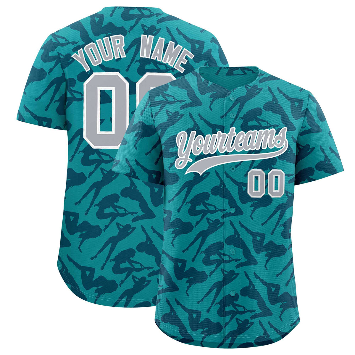 Custom Aqua Navy Playboy Graffiti Pattern Authentic Baseball Jersey| KXKSHOP