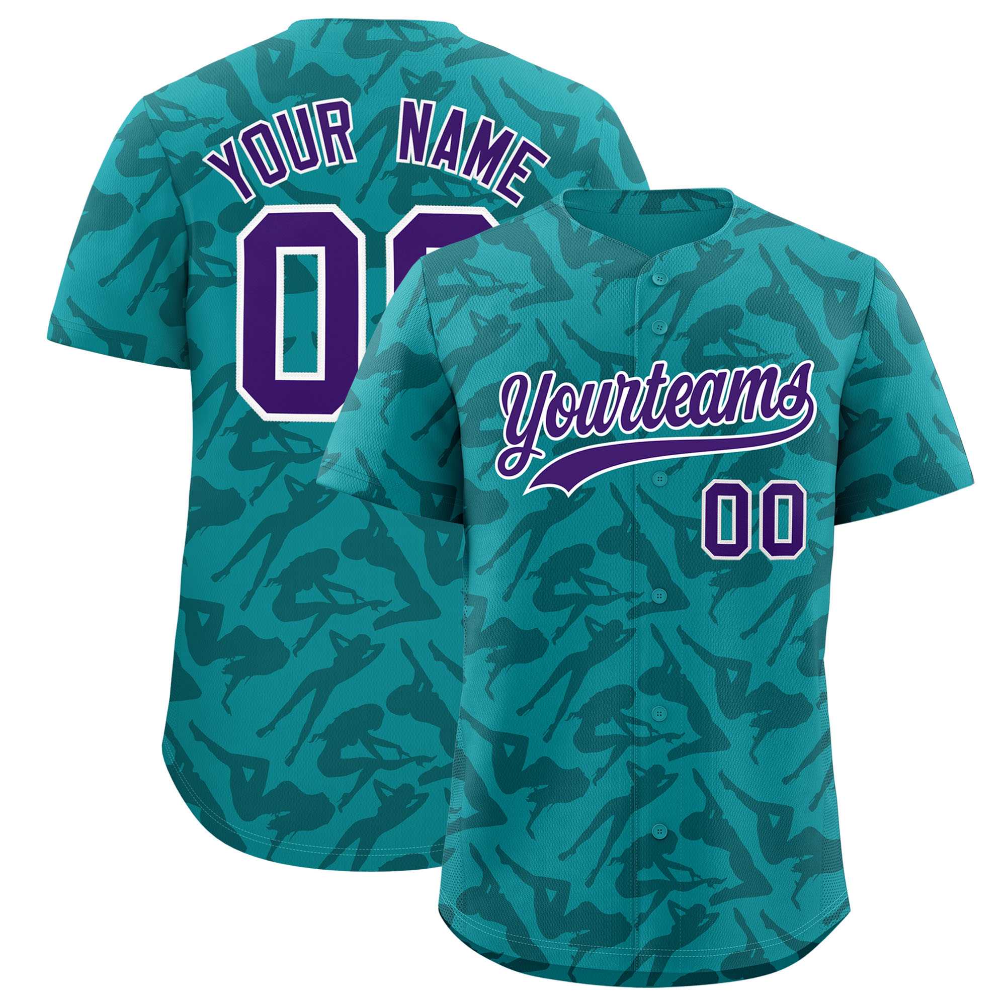 Custom Aqua Midnight Green Playboy Graffiti Pattern Authentic Baseball Jersey| KXKSHOP
