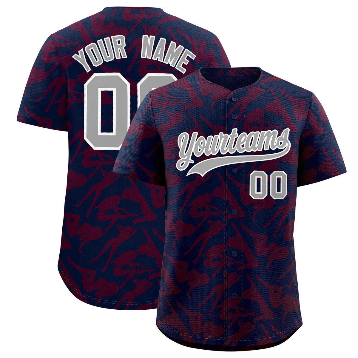 Custom Navy Crimson Playboy Graffiti Pattern Authentic Baseball Jersey| KXKSHOP