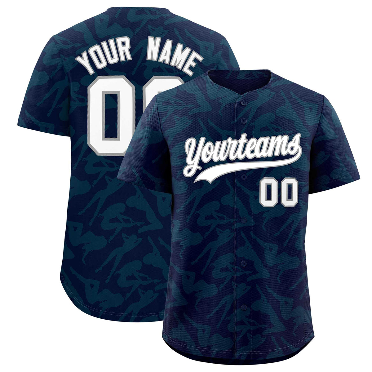 Custom Navy Aqua Playboy Graffiti Pattern Authentic Baseball Jersey| KXKSHOP