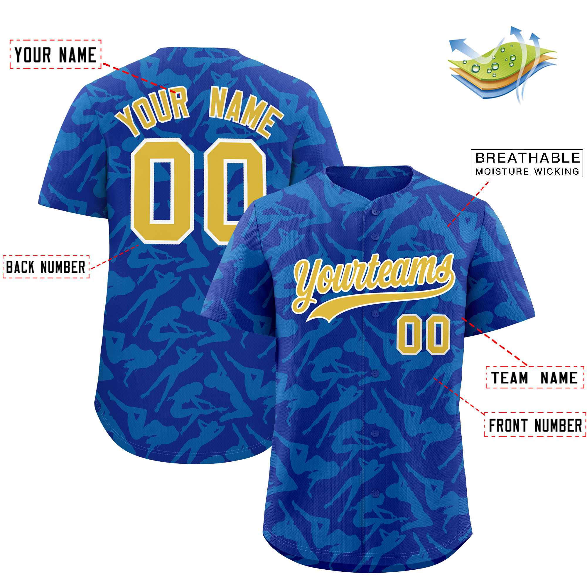 Custom Royal Powder Blue Playboy Graffiti Pattern Authentic Baseball Jersey| KXKSHOP