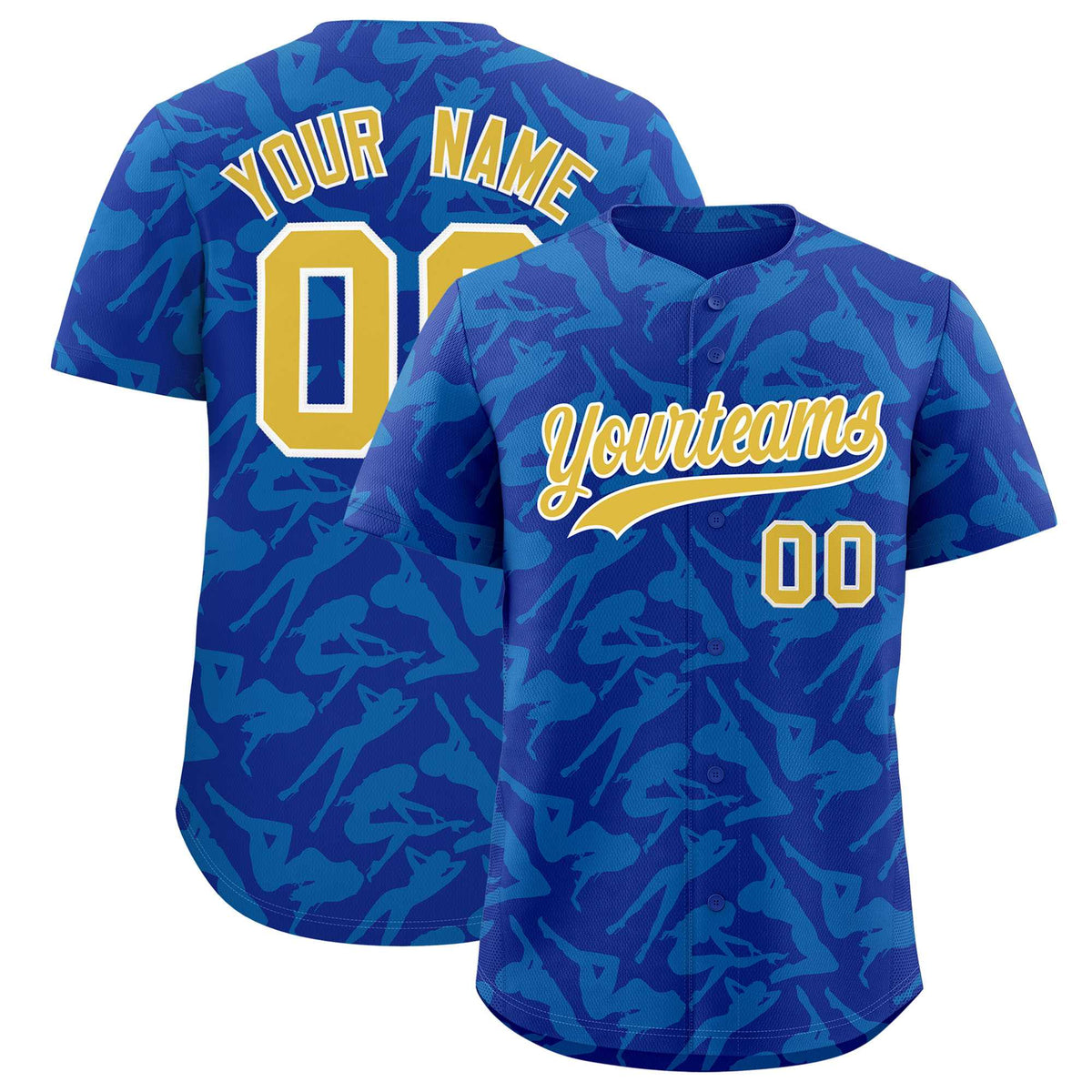 Custom Royal Powder Blue Playboy Graffiti Pattern Authentic Baseball Jersey| KXKSHOP