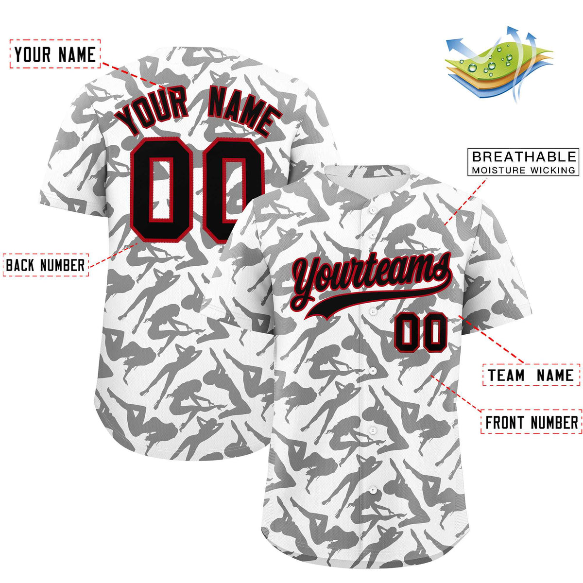 Custom White Black Playboy Graffiti Pattern Authentic Baseball Jersey| KXKSHOP