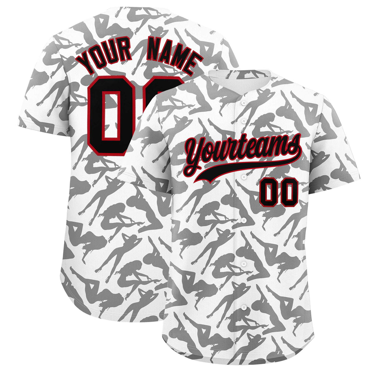 Custom White Black Playboy Graffiti Pattern Authentic Baseball Jersey| KXKSHOP