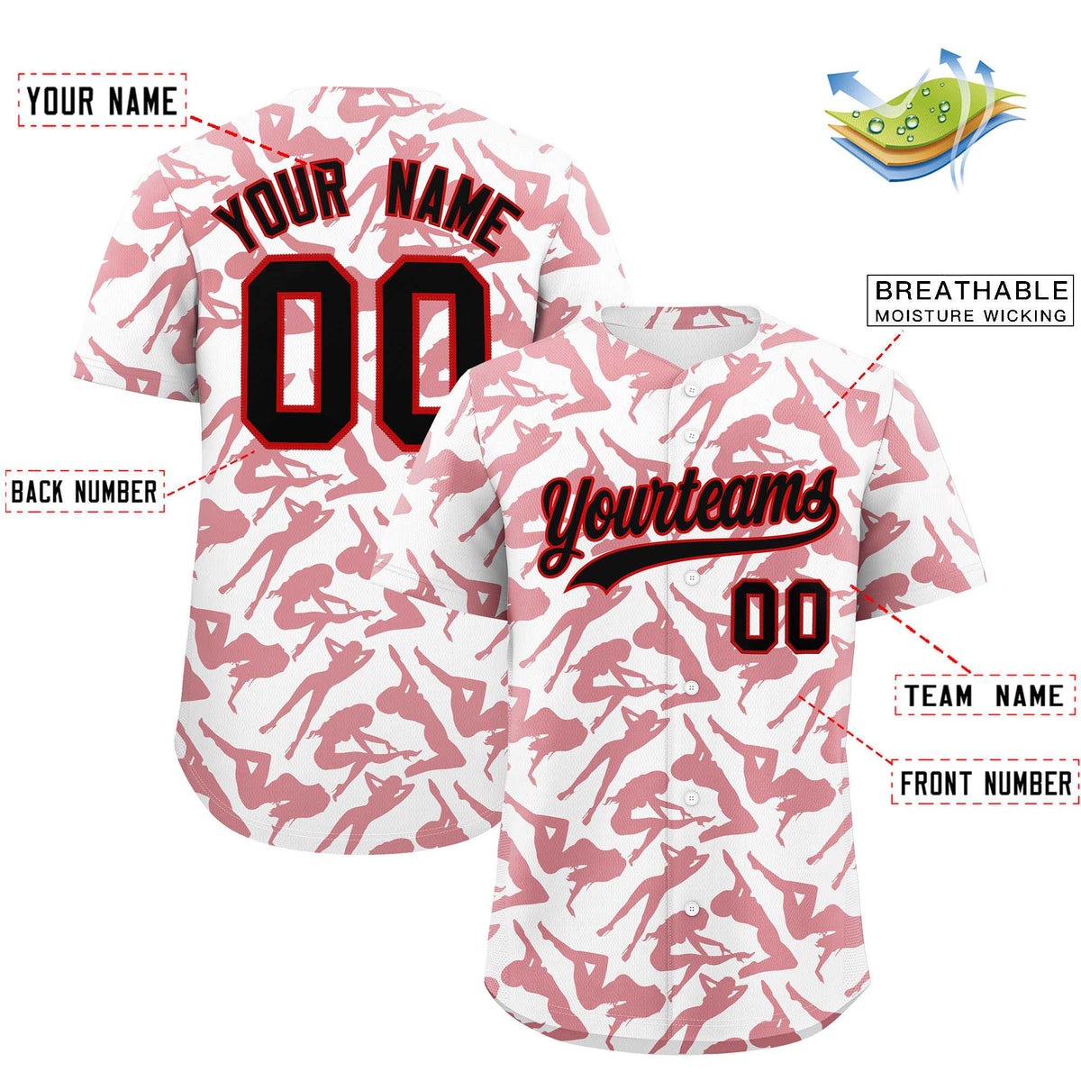 Custom White Red Playboy Graffiti Pattern Authentic Baseball Jersey| KXKSHOP