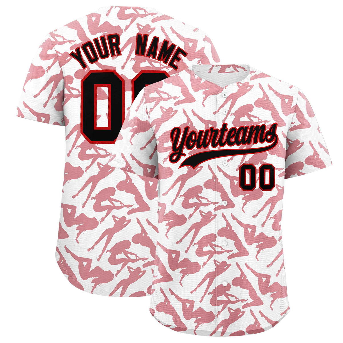 Custom White Red Playboy Graffiti Pattern Authentic Baseball Jersey| KXKSHOP