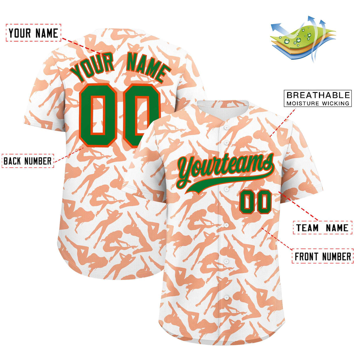 Custom White Orange Playboy Graffiti Pattern Authentic Baseball Jersey| KXKSHOP
