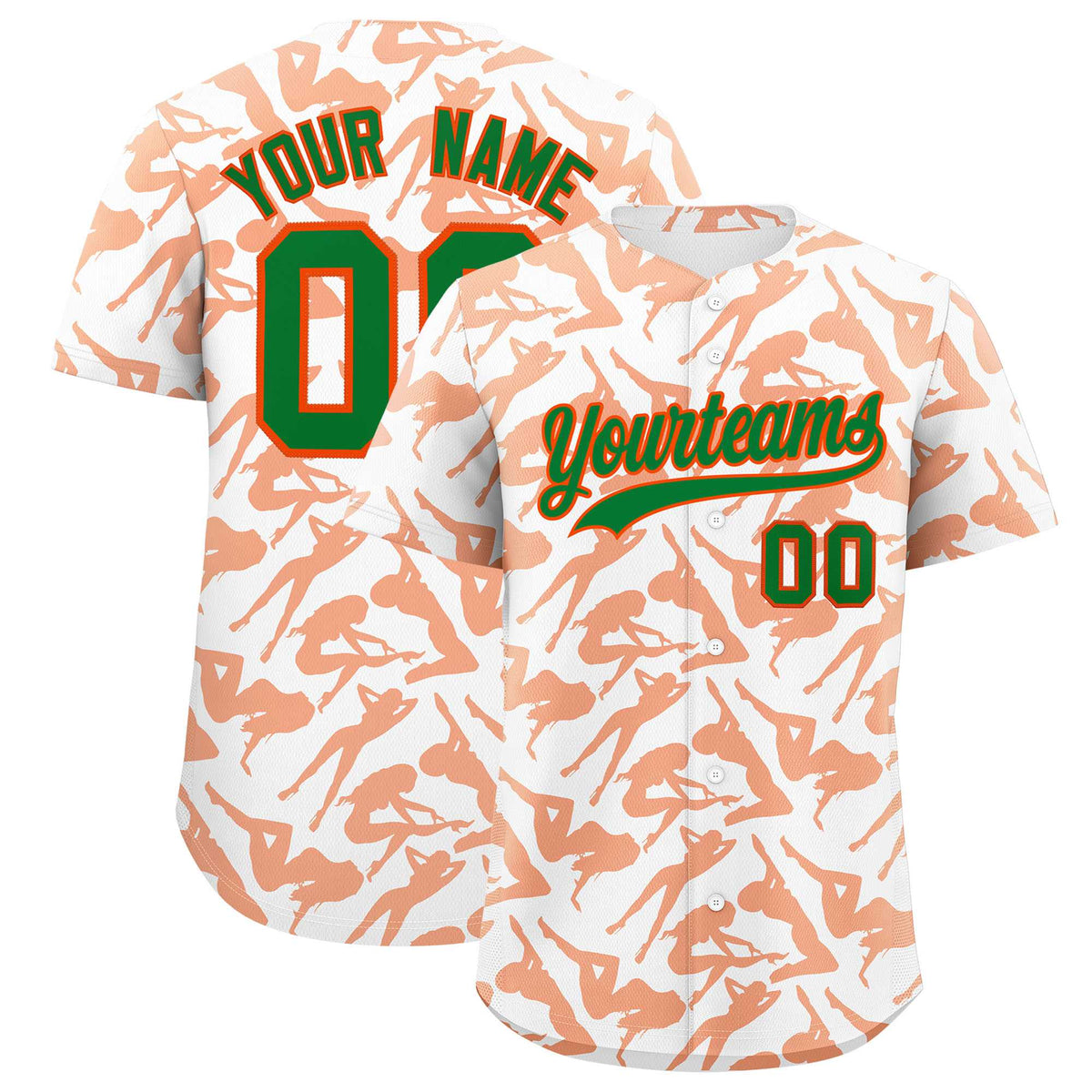 Custom White Orange Playboy Graffiti Pattern Authentic Baseball Jersey| KXKSHOP