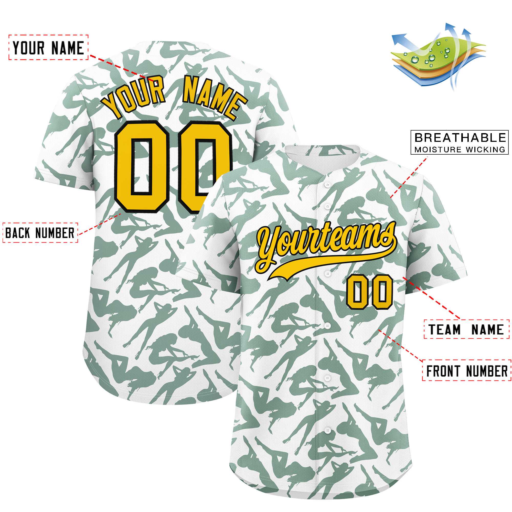 Custom White Green Playboy Graffiti Pattern Authentic Baseball Jersey| KXKSHOP
