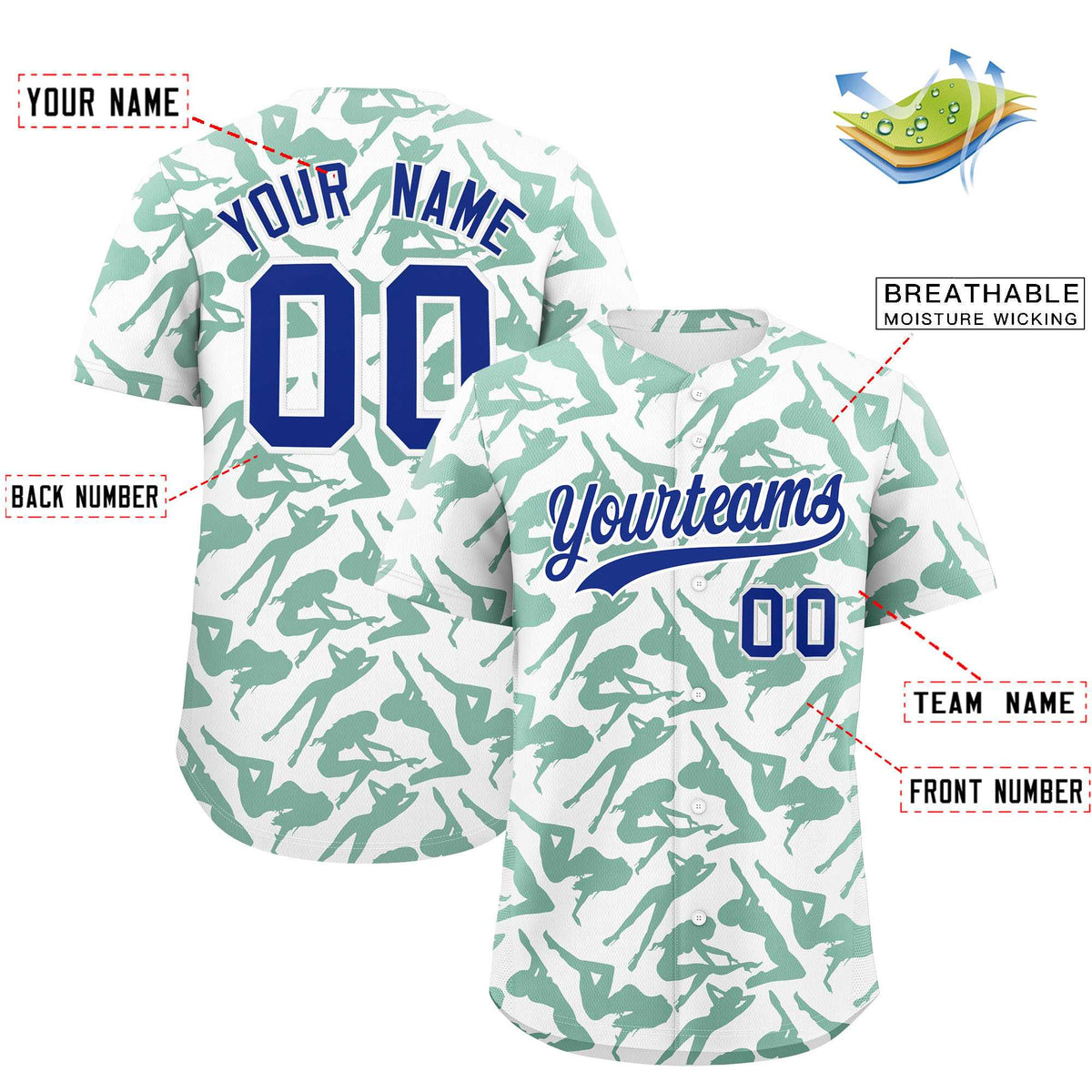 Custom White Kelly Green Playboy Graffiti Pattern Authentic Baseball Jersey| KXKSHOP