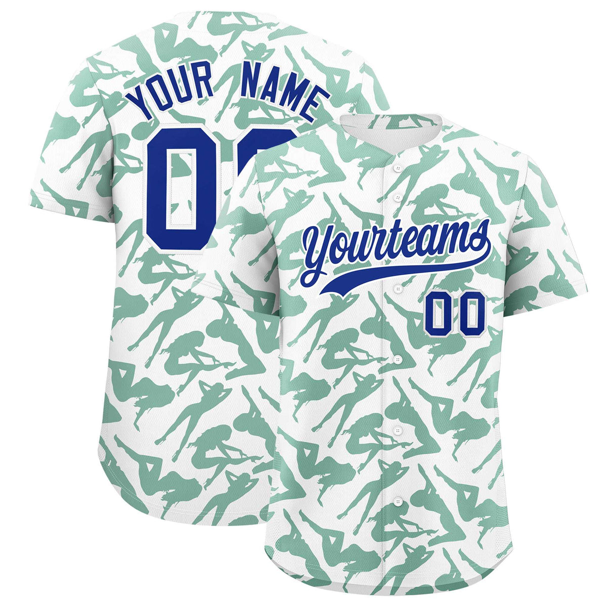 Custom White Kelly Green Playboy Graffiti Pattern Authentic Baseball Jersey| KXKSHOP