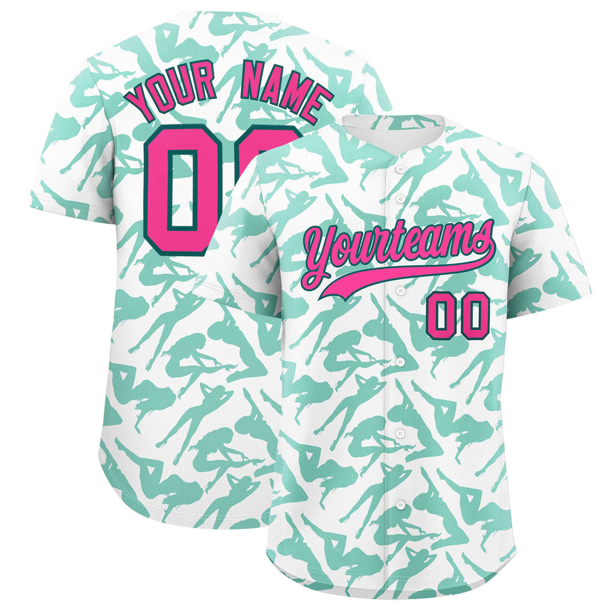 Custom White Bright Green Playboy Graffiti Pattern Authentic Baseball Jersey| KXKSHOP