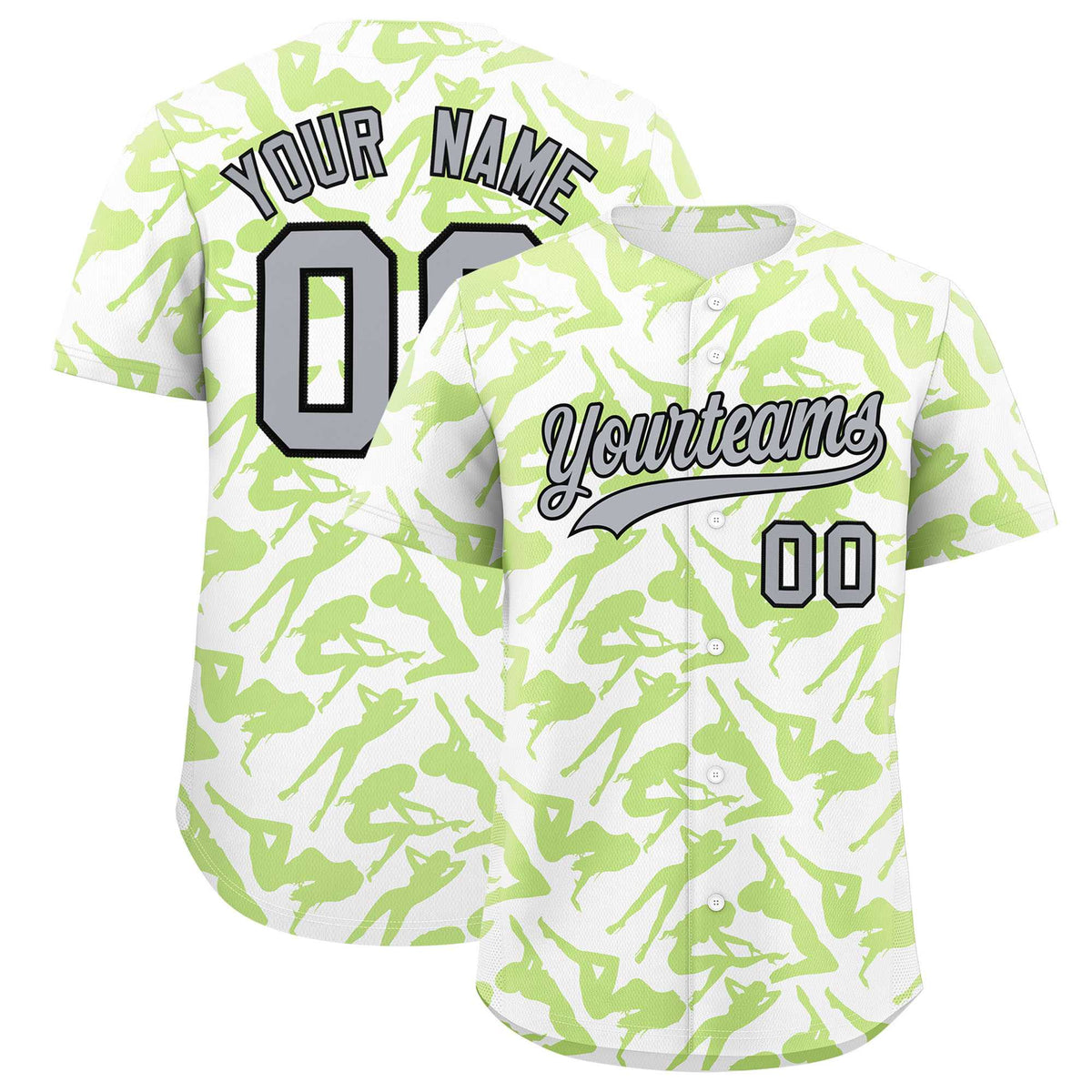Custom White Neon Green Playboy Graffiti Pattern Authentic Baseball Jersey| KXKSHOP