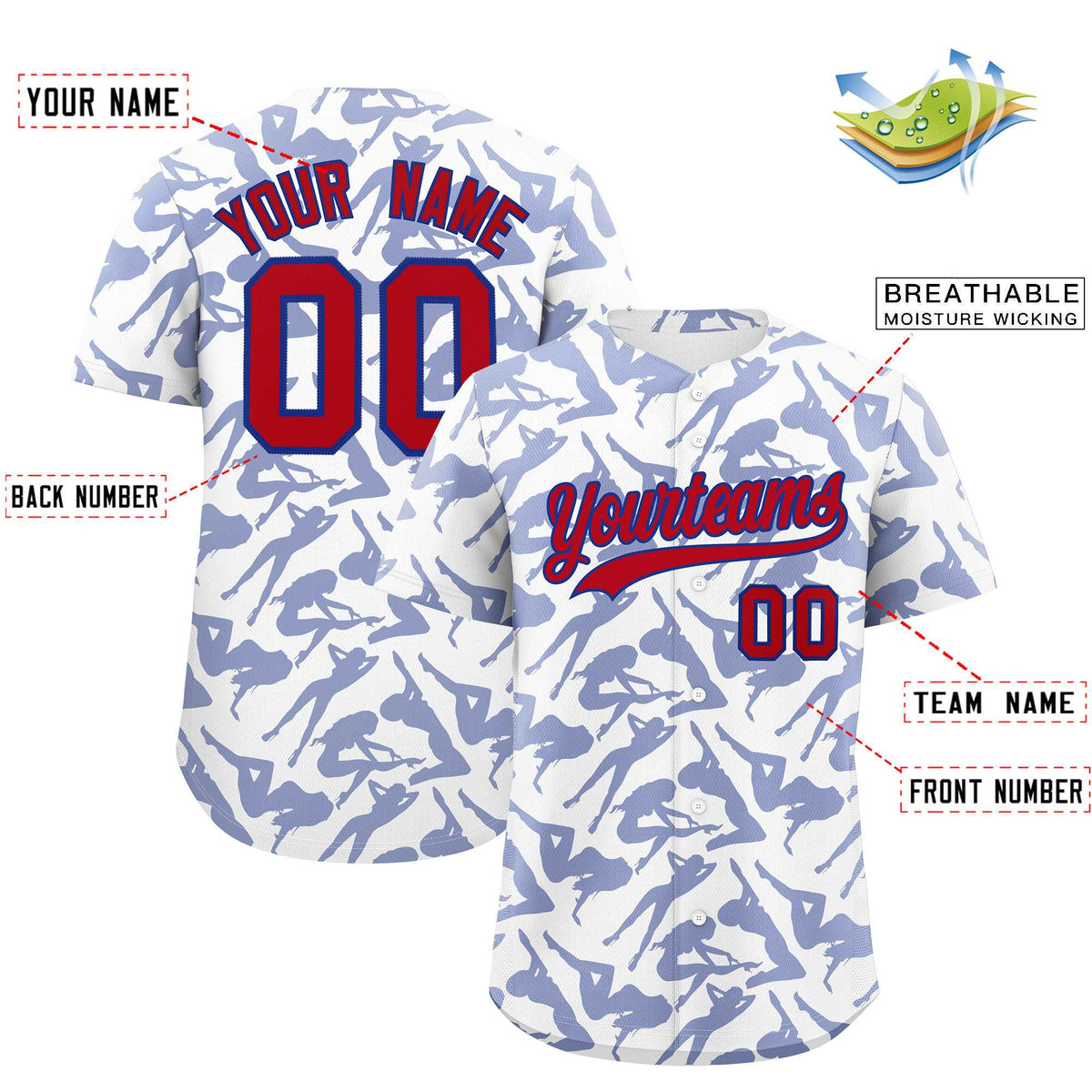 Custom White Royal Playboy Graffiti Pattern Authentic Baseball Jersey| KXKSHOP