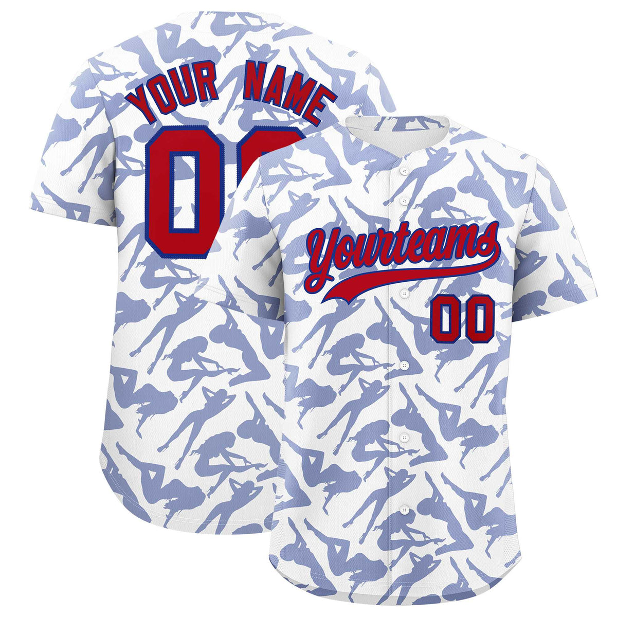 Custom White Royal Playboy Graffiti Pattern Authentic Baseball Jersey| KXKSHOP