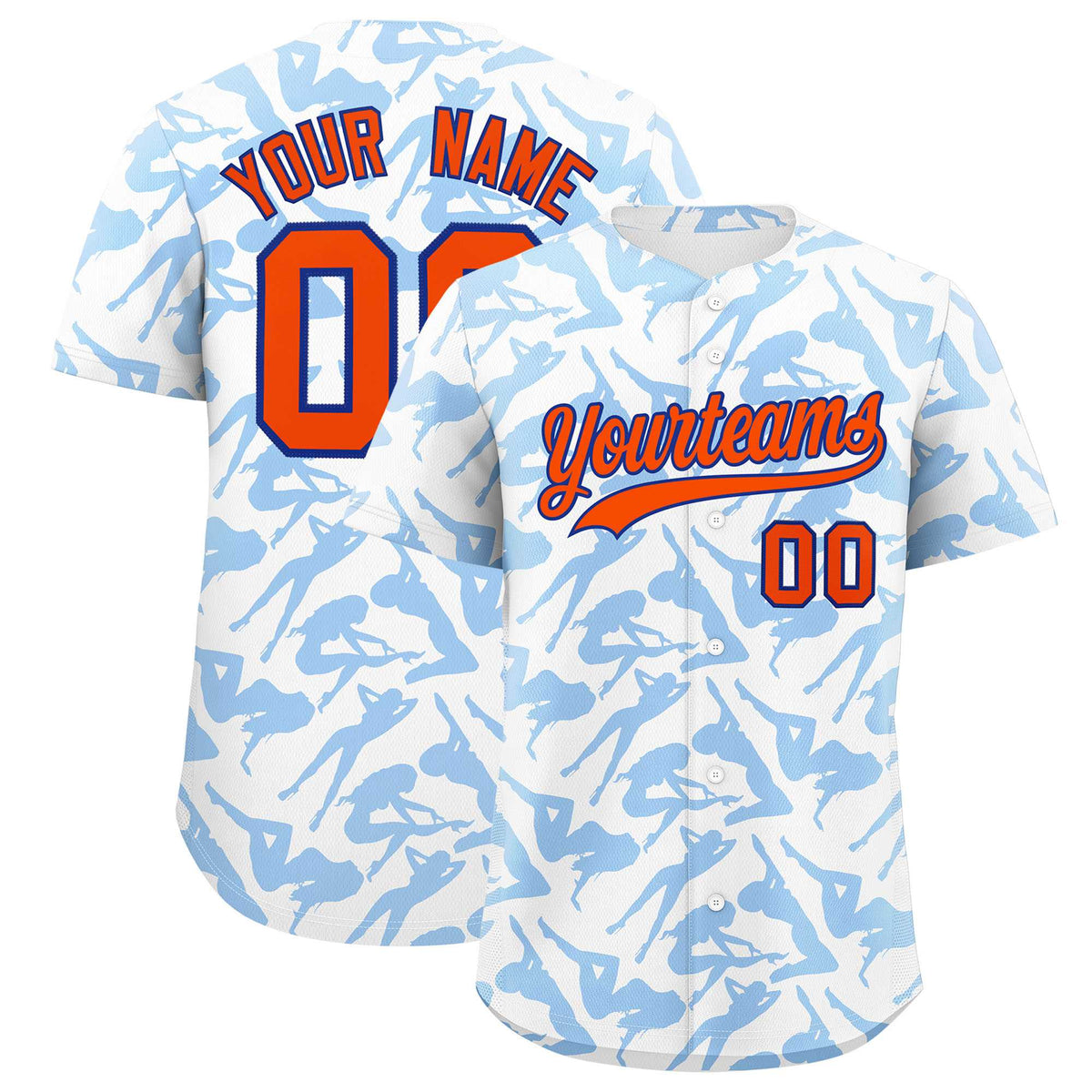Custom White Powder Blue Playboy Graffiti Pattern Authentic Baseball Jersey| KXKSHOP