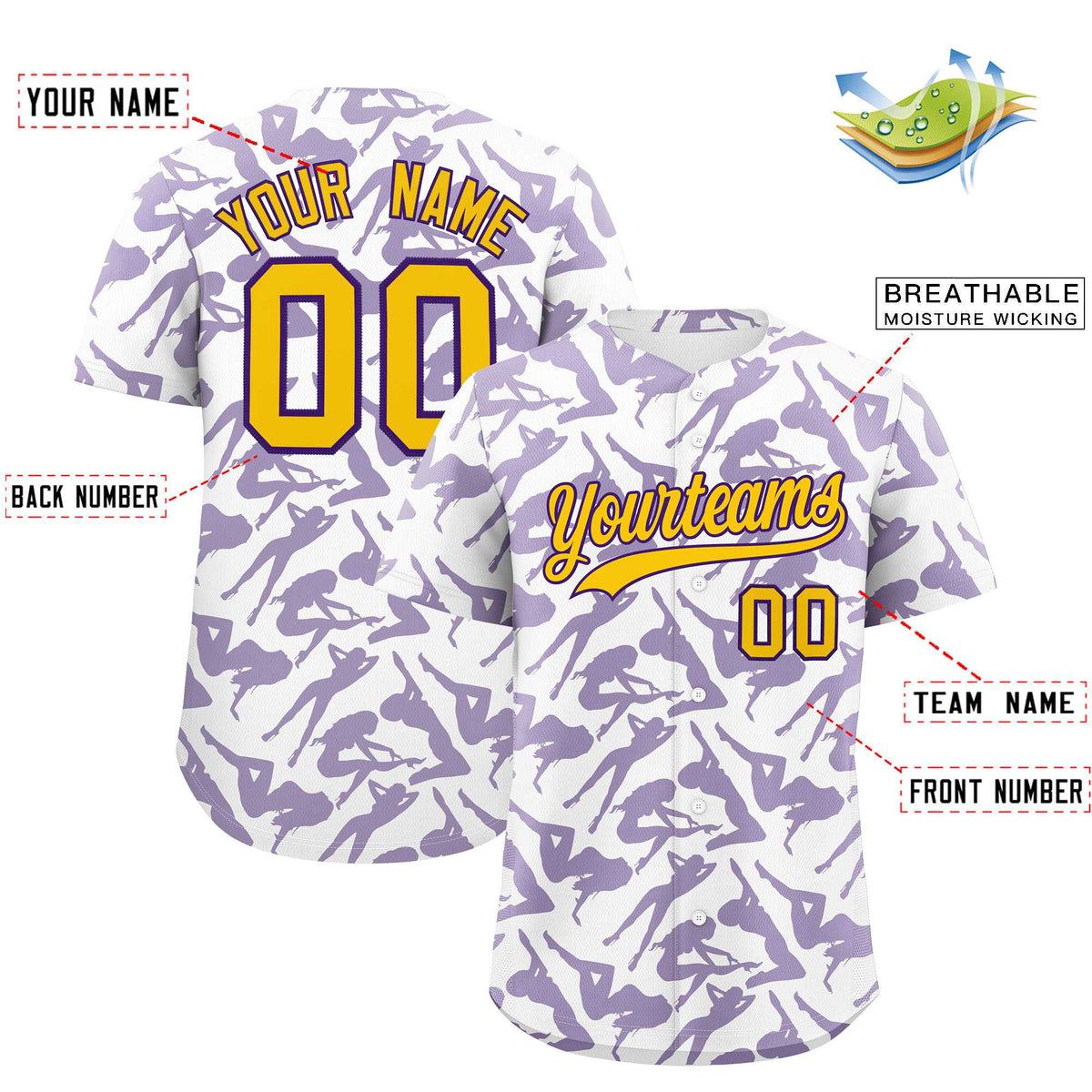 Custom White Purple Playboy Graffiti Pattern Authentic Baseball Jersey| KXKSHOP