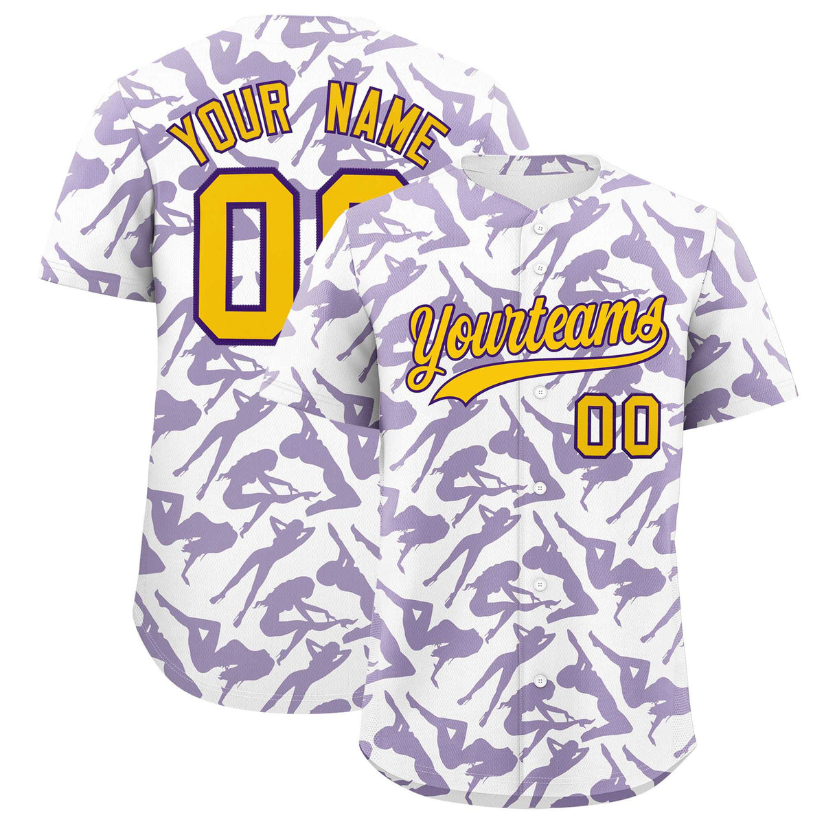 Custom White Purple Playboy Graffiti Pattern Authentic Baseball Jersey| KXKSHOP